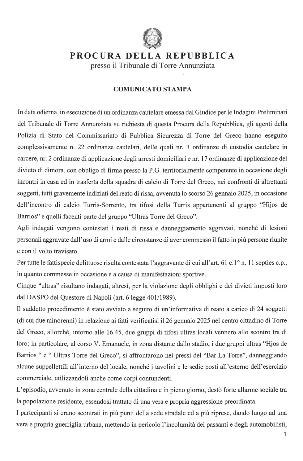 1 Tifosi accusati di rissa in occasione dell'incontro di calcio Turris-Sorrento - Video
