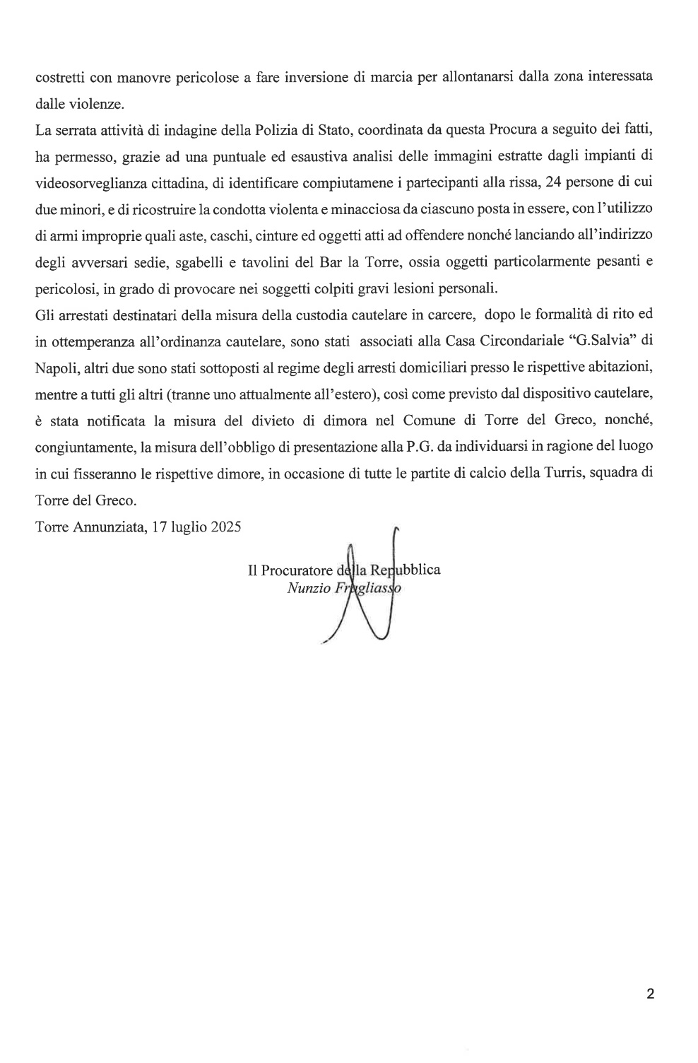 2 Tifosi accusati di rissa in occasione dell'incontro di calcio Turris-Sorrento - Video