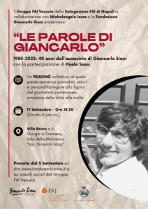 Le-Parole-di-Giancarlo-FAI-Villa-Bruno-San-Giorgio-a-Cremano-212x300 GIANCARLO SIANI: il FAI dedica un reading al giornalista napoletano nella Biblioteca di Villa Bruno, luogo che ospita la sua MEHARI verde